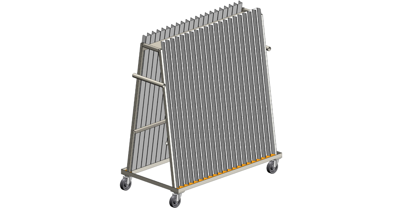 GLW 40 Compartment trolleys for glass to rationalize and facilitate the transport of components