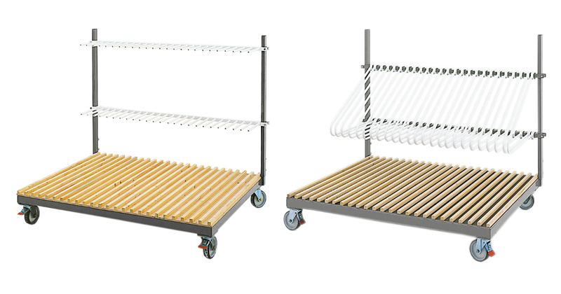 Compartment trolleys for glass to rationalize and facilitate the transport of components